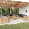 vidaXL 9-Piece Patio Lounge Set with Cushions - Solid Teak Wood Outdoor Furniture Set with Extra Comfort Cushions - Dark Gray Fabric - 2 of 4