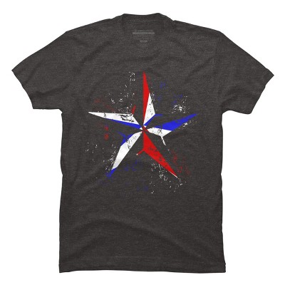 Men's Design By Humans American Flag Nautical Star - Grunge By Mel00 T-Shirt