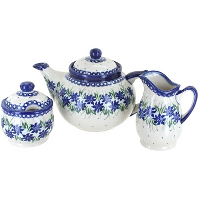 Blue Rose Polish Pottery Sierra 3 PC Tea Set