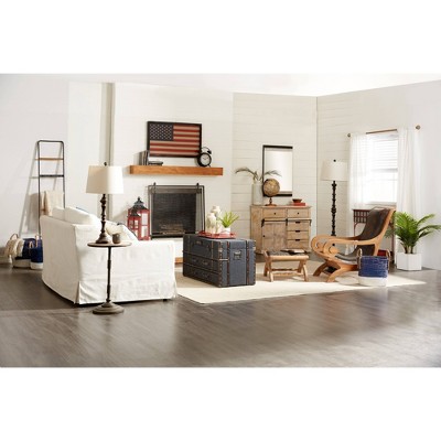 Traditional Dark Brown Leather Accent Chair and Ottoman Set