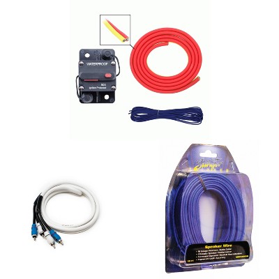 Metra MLAK4-20 100 Amp Breaker 4GA Tinned Pure Copper 20 foot Marine Wiring Kit with 16GA Matte Blue 50ft Tinned Oxygen-Free Copper Speaker Wire an...
