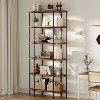 TROPOW 6 Tier Tall Bookcase Industrial Bookshelves Oval Vintage Bookshelf Metal Frame Unique Display Shelf Storage for Home Office, Brown - 2 of 4