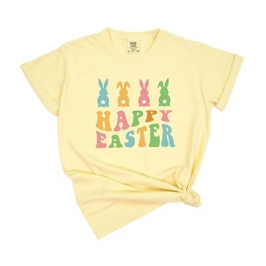 Simply Sage Market Women's Happy Easter Pastel Bunnies Short Sleeve Graphic Tee - 1 of 3