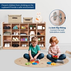 TROPOW Organizer Cubes with 2 Anti-Flip Fittings, 4 Castors and 2 Boxes for Home, School, Kindergarten, Natural - 1 of 4