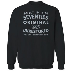 Original and Unrestored Men's Built In The Seventies Long Sleeve Graphic Cotton Sweatshirt - 1 of 1