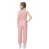 Girls Sleeveless Jumpsuits Scoop Neck Keyhole Back Soft Tank Jumpsuits Back Elastic Waist Wide Leg Jumpsuits with Pockets,Pink - 120 - 2 of 4