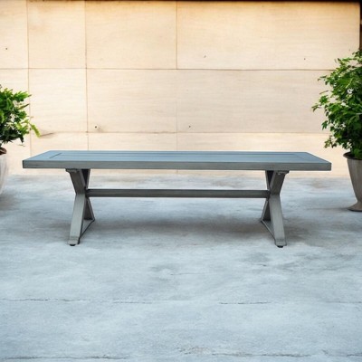 Alilang 59.00 inch Outdoor Dining Bench with Weather-Resistant X-Frame Design-Dark Gray