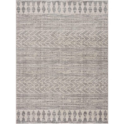 Chinnor Gray and Off-White Medium Pile Area Rug