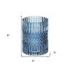 HomeRoots 8" Blue Geometric Cylinder Glass Table Vase - 3 of 4