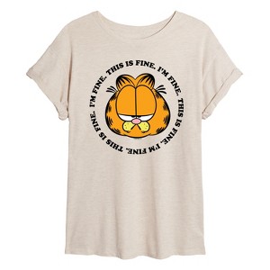 Women's - Garfield - I'm Fine This Is Fine Oversized Graphic T-Shirt - 1 of 4