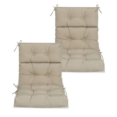 FURNIinspire Outdoor Seat Cushions 2 Pcs Set High Back Patio Chair Cushions, Solid Color Seat Cushion For Garden Porch, Beige, 44"*22"*4"