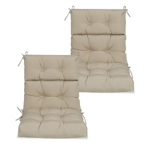 FURNIinspire Outdoor Seat Cushions 2 Pcs Set High Back Patio Chair Cushions, Solid Color Seat Cushion For Garden Porch, Beige, 44"*22"*4" - 1 of 4