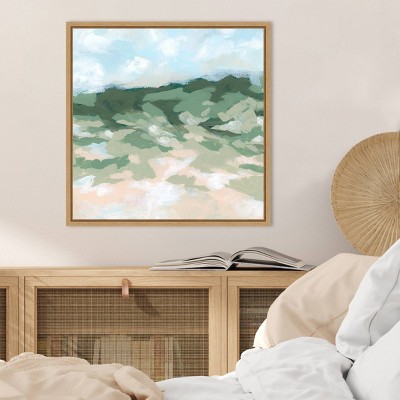 Blockbrush Valley II Abstract Landscape Canvas with Maple Frame
