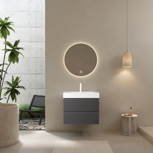 NicBex Floating Bathroom Vanity with Undermount Sink,Bathroom Sink Vanity with 2 Drawers,36/30/24 inch Bathroom Sink Cabinet for Bathroom,White Gray - 1 of 4