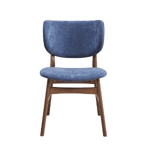 Bevis Blue Fabric & Walnut Finish Side Chair (Set of 2) - 1 of 4