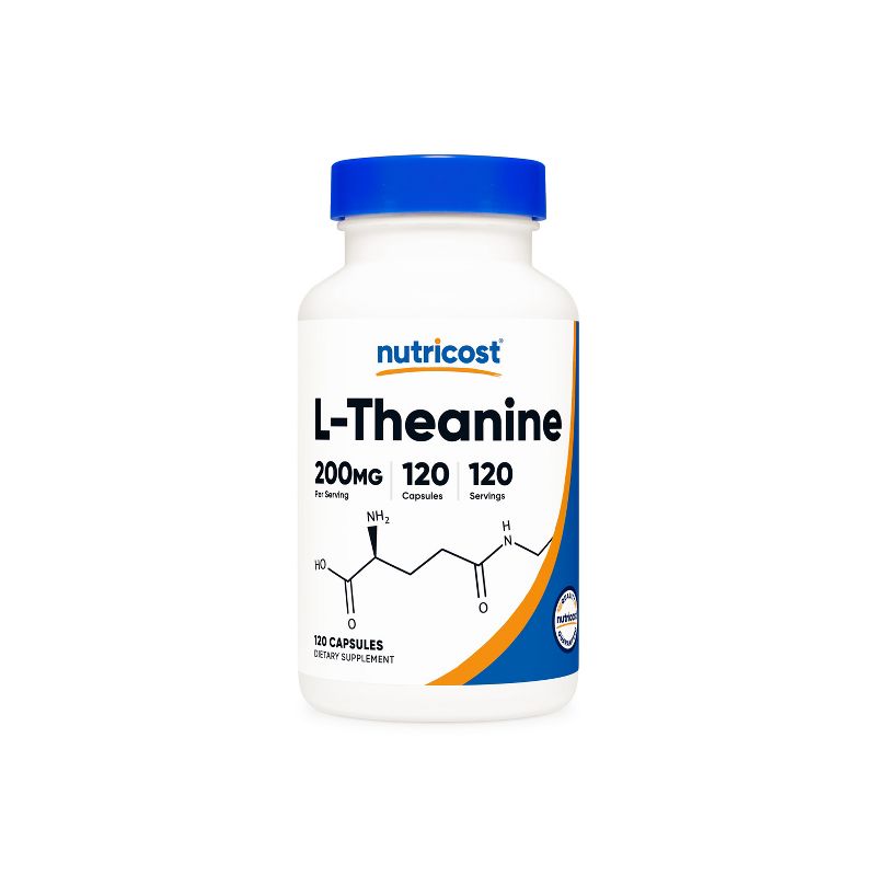Nutricost - L-Theanine Capsules (120 Capsules / 200 mg L-Theanine Per Serving) | L-Theanine Supplement / Supports a Calm and Focused State - Non-GMO, Gluten Free, 1 of 6