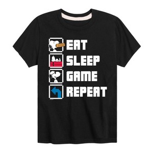 Boys' - Peanuts - Eat Sleep Game Snoopy Short Sleeve Graphic T-Shirt - 1 of 4