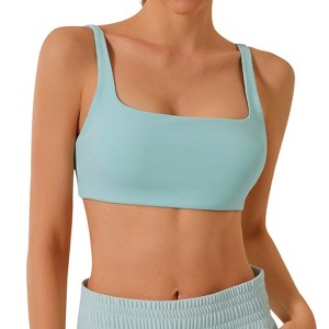 Women's Light Strappy Sports Bra - Low Cut Cute Tank Tops Fitness Running Gym  Bodisuit - 1 of 3