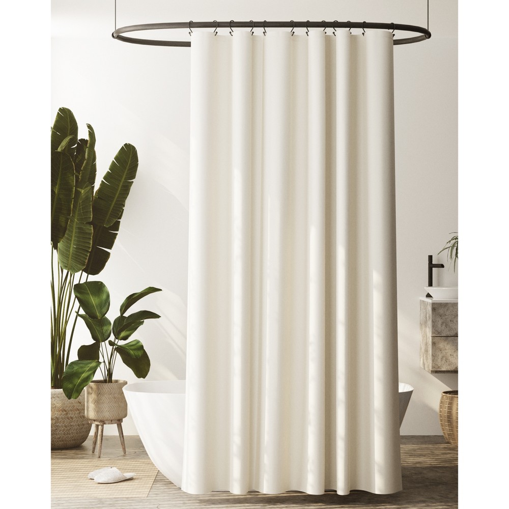 Photos - Shower Curtain Extra Long Waterproof Post Consumer Recycled Cotton Shower Liner Ivory - Z