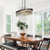 LNC Zephyrine 6-Lights 28" Mid-Century Modern Luxury Oval Crystal Chandelier, Brass and Black - 4 of 4
