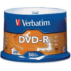 Verbatim AZO DVD-R 4.7GB 16X with Branded Surface - 50pk Spindle - 120mm - Single-layer Layers - 2 Hour Maximum Recording Time - 1 of 2