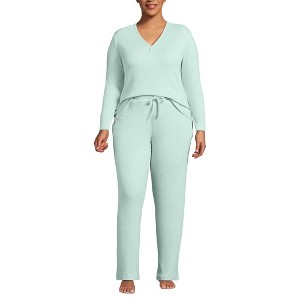 Lands' End Women's Cozy 2 Piece Pajama Set - Long Sleeve Top and Pants - 1 of 3