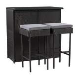 Parksville Patio Bar Set with Cushions - Black/Gray - CorLiving