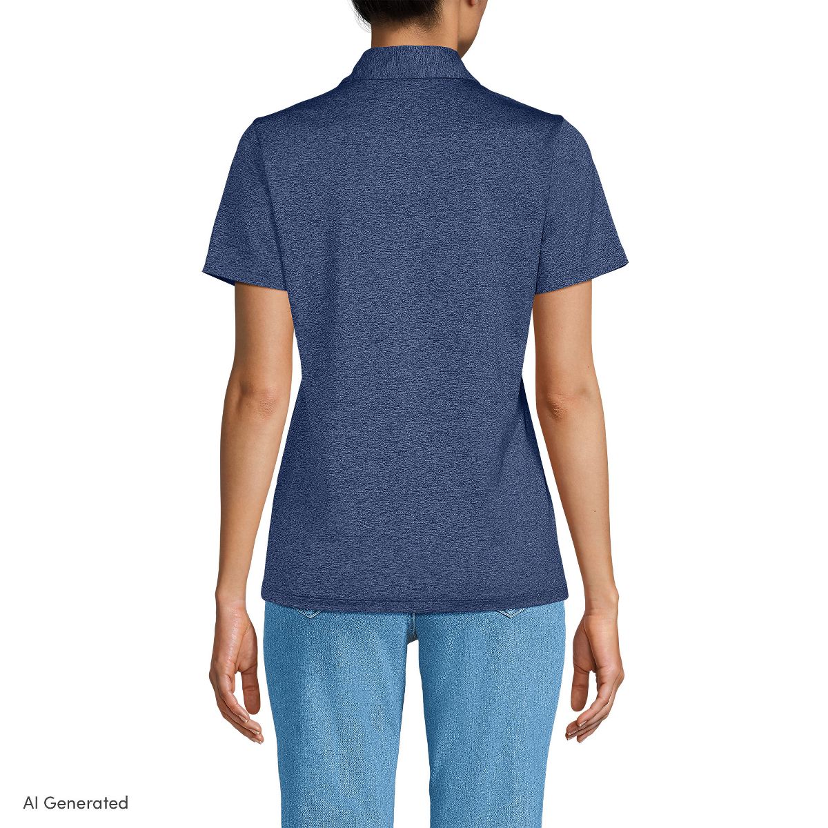 Lands' End Women's Rapid Dry Short Sleeve Space Dye Sport Neck Polo Shirt - thumbnail 6