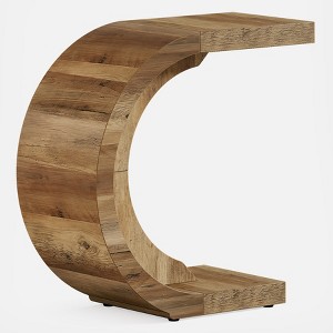 Tribesigns C-Shaped End Table, Wood Side Table for Couch Sofa Living Room Bedroom Small Space, Rustic Brown - 1 of 4
