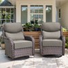POCASSY Outdoor Swivel Rocker Patio Swivel Chairs Set, 6" Thick Cushions All Weather Wicker Swivel Glider Chairs with High Back for Porch - 4 of 4