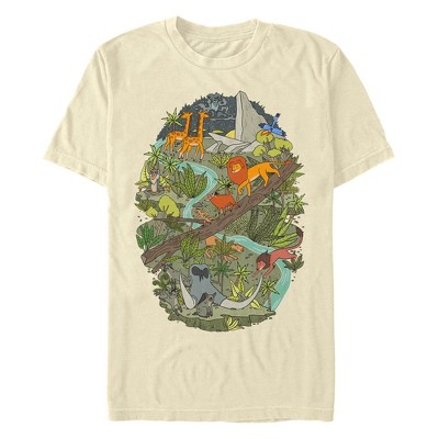 Men's Lion King Jungle Scene  T-Shirt - Beige - 3X Large