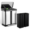Dual Trash Can, Stainless Steel 2 x 8 Gal (2 x 30L) Garbage Can with Lid and 2 Inner Buckets - 2 of 4