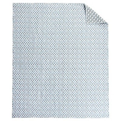 Aditya Blue and White Cotton Reversible Throw Blanket