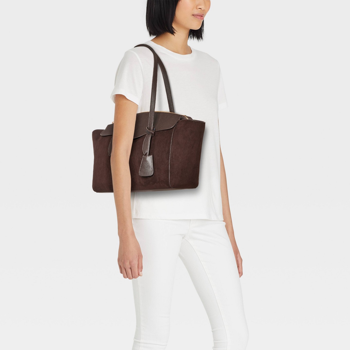Сумка A New Day Faux Suede Large Winged Satchel, цвет: Коричневый — фото 2
