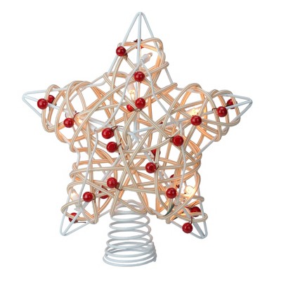  Kurt S. Adler 11.5" Lighted White Birch Berry Star Christmas Tree Topper - Clear Lights 