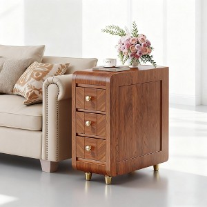 Gulches 3-Drawer Narrow Nightstand 11”W×23.6”D×25.6”H, Sturdy MDF and Metal-Wrapped Legs, Stain-Resistant, Easy Assembly - 1 of 4