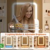 Vanity Desk w/ Mirror & Lights Makeup Vanity w/ Lighted Mirror Power Outlet Charging Station & Padded Stool - 3 of 4