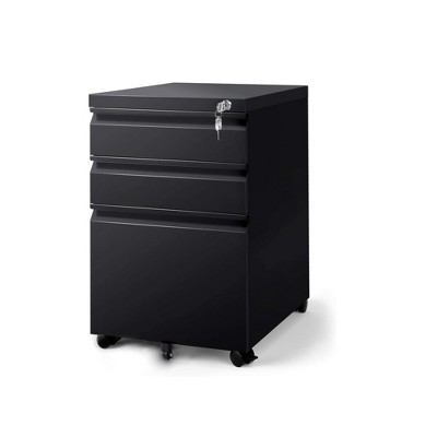 NicBex 3 Drawer Mobile File Cabinet with Lock,Under Desk Office Storage File Cabinet for Home Office,Fully Assembled Except for Wheels,Black
