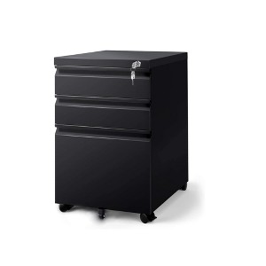 NicBex 3 Drawer Mobile File Cabinet with Lock,Under Desk Office Storage File Cabinet for Home Office,Fully Assembled Except for Wheels,Black - 1 of 4