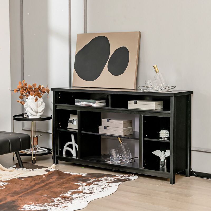 Tangkula 58" TV Stand Entertainment Console Center w/ Adjustable Open Shelves up to 65", 3 of 9
