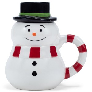 100 North Chubby White Snowman with Black Top Hat Christmas Character 17 ounce Glossy Ceramic Coffee Tea Cup Mug For Your Favorite Morning Brew - 1 of 4
