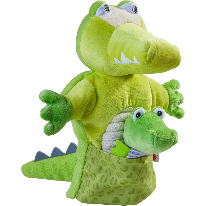 HABA Crocodile With Baby Hatchling - Hand Puppet and Finger Puppet 2 Pc Set, 2 of 6