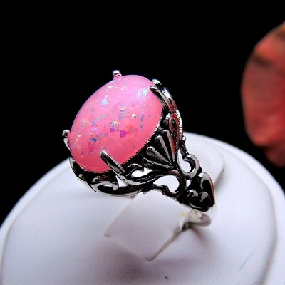 Sahara Statement Ring Oval Pink Fire Opal Women Ginger Lyne Collection - image 4