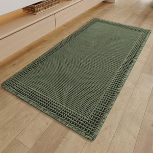 BAGOKIE Super Absorbent Bath Mat Waffle Bath Rug with Tassels - 1 of 4