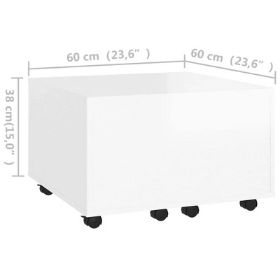 White Rectangular Engineered Wood Coffee Table with Tapered Legs