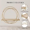 Attop Small Floating Shelves Set of 2, 11" Gold Wall Mounted Hanging Shelf with Metal Frame Wood Round Wall Shelves for Storage - 3 of 4