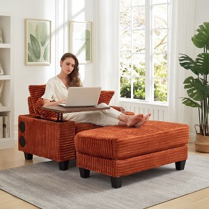 Okak Modern Oversized Sofa Futon Couch with Ottoman & Rotating Side Table,Comfy Sleeper Sofa Chair for Living Room,Apartment - 1 of 4