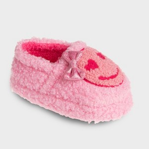 Kensie Toddler Girl's Fuzzy Faux Shearling Slippers, Kid's Cute Stuff with Cute Patch - Toddler Girl's Slipper Shoes - 1 of 4