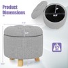 Costway Upholstered Round Ottoman Cushioned Storage Footstool with Solid Rubber Feet Grey - 4 of 4