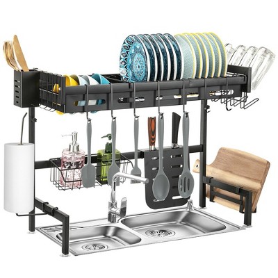 WhizMax Over Sink Dish Drying Rack, Adjustable Multifunctional Dish Drainer for Kitchen Storage Countertop Organization, 25.6-35.5in